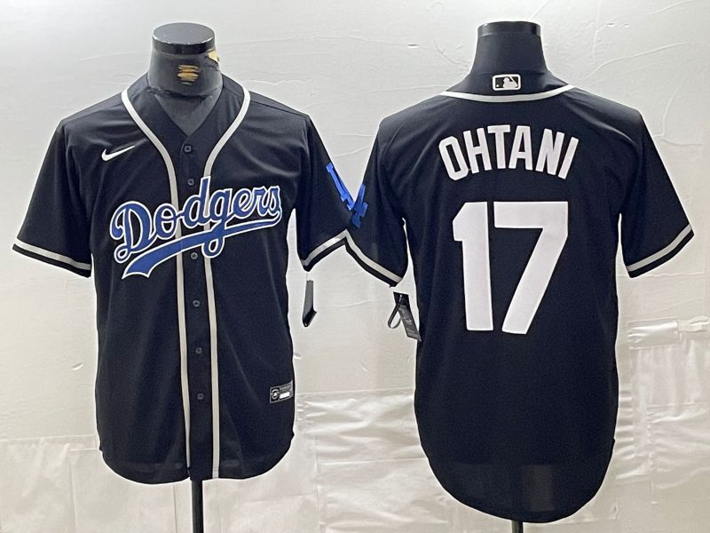 Men Los Angeles Dodgers #17 Ohtani Black Fashion Nike Game MLB Jersey style 46